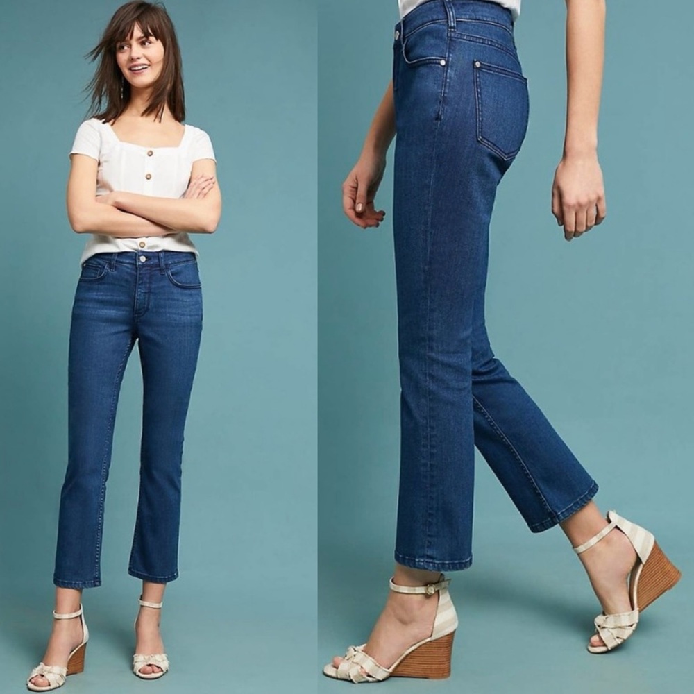 Anthropologie Pilcro High Rise Bootcut Crop Jean dark wash blue ankle crop 30